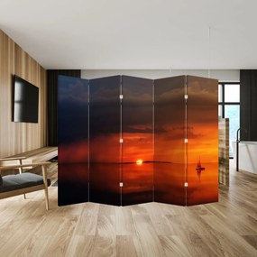 Paravan - Apus de soare cu barca (210x170 cm)