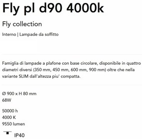 Plafoniera LED XXL moderna Fly pl d90 4000k negru
