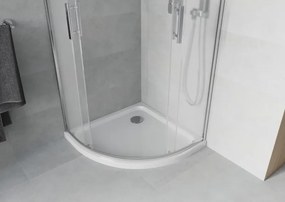 Mexen Rio cabina de duș semirotundă 80 x 80 cm, mat, crom + cadă Flat, alb - 863-080-080-01-30-4110