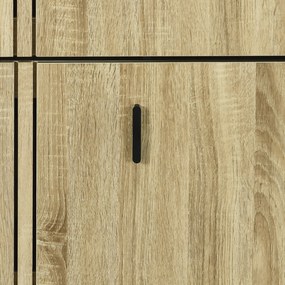 HOMCOM Dulap de pantofi cu 3 uși culisante 18 perechi capacitate mare pentru intrare hol living 63 x 24 x 117 cm stejar | Aosom Romania