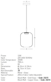 Pendul LED design decorativ Chloe II cupru