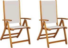 vidaXL Scaune de grădină pliabile 2 buc. lemn masiv acacia & textilenă
