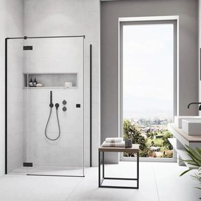 Cabina de dus dreptunghiulara cu usa batanta Radaway Essenza KDJ 90x120 cm negru mat-transparent stanga