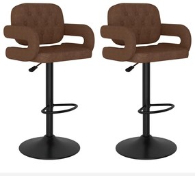 335620 vidaXL Scaune de bar, 2 buc., maro, material textil