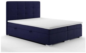Pat matrimonial Boxspring 140 cm Loty (albastru închis) (cu sp. depozitare). 1020305