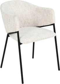 Set de 2 scaune aspect retro, Metal Negru, Chenille Bej, NOBLESSE A-47578 VC