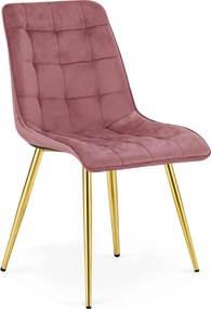 OFERTA Scaun de masa SPLIT VELVET cu picioare aurii, roz inchis calitatea II