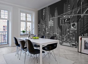 Fototapet, Cartoon City, Black, Rebel Walls