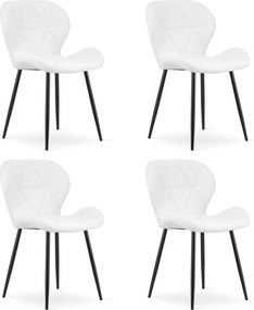 Set 4 Scaune Bucatarie/Dining Miller Piele Ecologica Alb