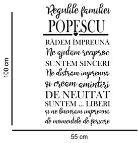 Sticker perete Regulile familiei noastre