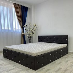 Pat tapitat Madrid, culoare wenge,  140 x 200 cm