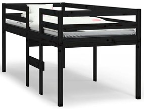 821613 vidaXL Pat înalt de dormitor, negru, 80x200 cm, lemn masiv de pin