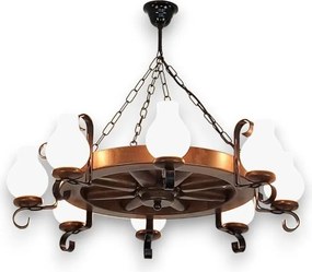 Brilagi - Lustru suspendat pe lanț ROATA, 8 x E14, 40 W, 230 V, diam. 70 cm, fag/nuc