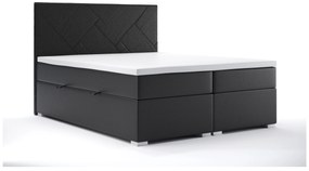 Pat matrimonial Boxspring 160 cm Melo (Negru piele ecologică) (cu sp. depozitare). 1044178