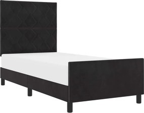 vidaXL Pat cu arcuri cu headboard Negru 90 x 200 cm Catifea