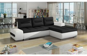 Coltar extensibil cu spatiu pentru depozitare, 275x180x88 cm, Ottavio R01, Eltap (Culoare: Negru / Alb)