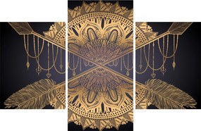 Tablou - Mandala aurie cu săgeți (90x60 cm)