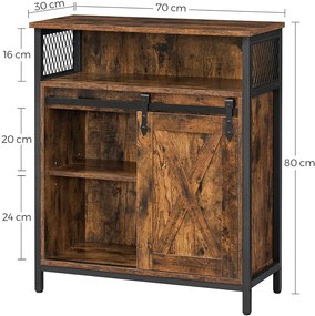 COMI9 - Comoda, 70x30x80 cm pentru hol, living, dormitor, stil industrial - Maro