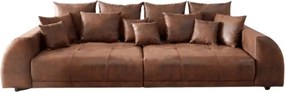 Canapea extensibilă dumonde cu 2 lăzi de depozitare si sezut confortabil din spuma high-density, Verona Madagaskar Brown 310x100 cm cu taburet inclus