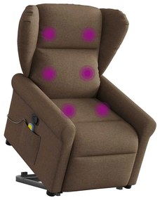 vidaXL Fotoliu de masaj rabatabil cu ridicare, maro, textil