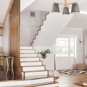 Lustr ELLIE 3xE27/60W/230V, montare pe tavan, gri/fag