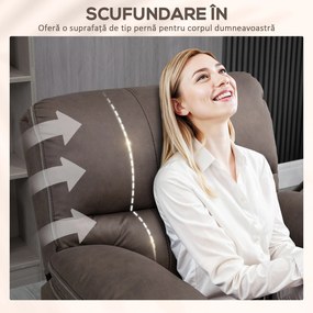HOMCOM Fotoliu Relax cu inclinare manuala si suport pentru picioare, husa din microfibra si captuseala suplimentara, 97x90x96cm, maro | Aosom Romania