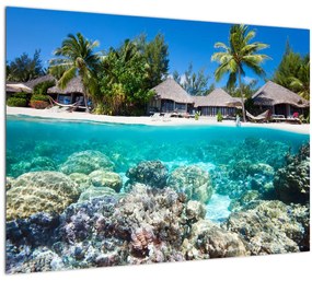 Tablou cu plaja pe insulă tropicală (70x50 cm), în 40 de alte dimensiuni noi
