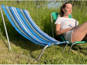 Set de 2 sezlonguri pliante pentru plaja SAND, albastru-alb