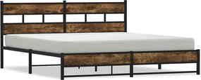 vidaXL Cadru de pat metalic fără saltea, stejar fumuriu, 183x213 cm