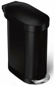 Simplehuman Coș de gunoi oval cu pedală și cadrudin oțel inoxidabil Slim 45 l, negru
