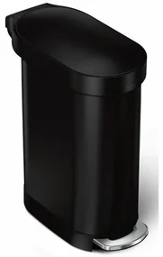 Simplehuman Coș de gunoi oval cu pedală și cadrudin oțel inoxidabil Slim 45 l, negru