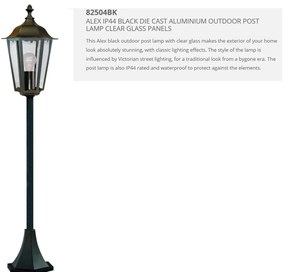 Stalp de iluminat exterior stil traditional IP44 Alex 82504BK SRT