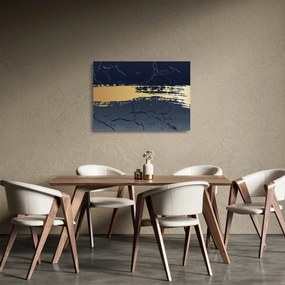Tablou pe sticlă - Albastru și aur abstracție N⁰2 (70x50 cm)