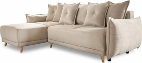 Colțar bej extensibil cu tapițerie din catifea reiată (colț variabil) Lazy Lukka – Miuform