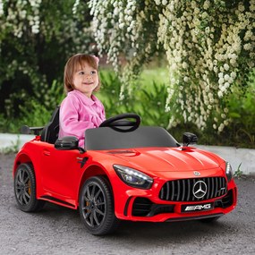 AIYAPLAY Mașină electrică pentru copii Mercedes-AMG GTR, 2 motoare, telecomandă, 3-5 km/h, roșu, 3-6 ani | Aosom Romania