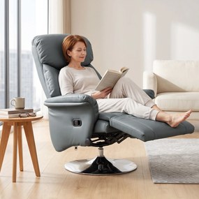 HOMCOM Fotoliu Relax Rotativ 360°, Reclinabil 130°, Gri | Aosom Romania