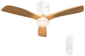 HOMCOM Ventilator de tavan cu lumină LED, 6 viteze, telecomandă, Maro deschis | Aosom Romania