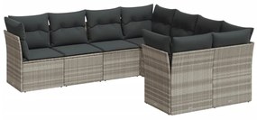 3218592 vidaXL Set mobilier de grădină cu perne, 8 piese gri deschis poliratan