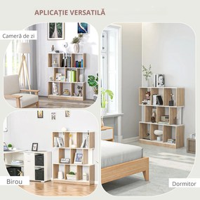 HOMCOM Bibliotecă din Lemn cu 3 Rafturi, Dimensiuni 100x30x124cm, Design Elegant pentru Organizare și Depozitare | AOSOM România