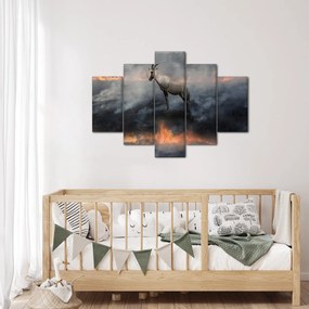 Tablou cu capră de munte în foc (150x105 cm)