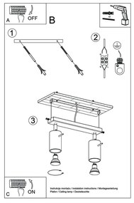 Spot negru 8x30 cm Etna – Sollux