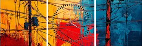 Tablou - Linii electrice abstracte (cu ceas) (90x30 cm)