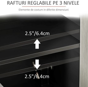 HOMCOM Bufet Modern cu 2 Dulapuri și Raft Reglabil, Mobilier Bucătărie cu 4 Uși și Picioare din Pin, 121x37x75 cm, Negru | Aosom Romania