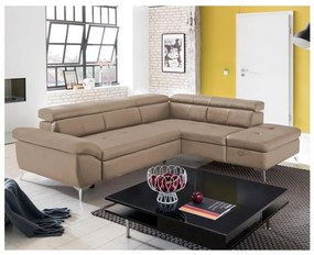 Canapea colțar extensibilă din piele SALERNO II, dreapta, maro