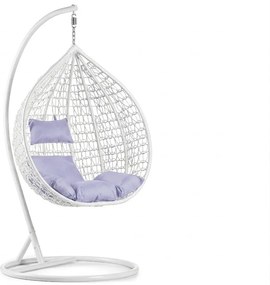 Scaun suspendat alb KOKON cu suport, perna deschisa