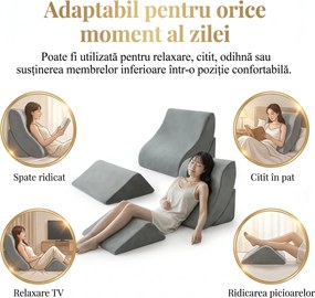 RESIGILAT- Perna ortopedica set 3 piese memory foam recuperare gravitate zero, Gri