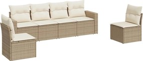 vidaXL Set canapele de grădină cu perne, 6 piese, bej, poliratan