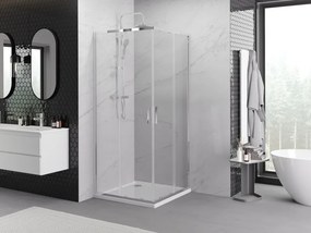 Mexen Exo-S Duo cabină de duș pătrată glisantă 90 x 90 cm, transparentă, crom - 8111-090-090-01-00