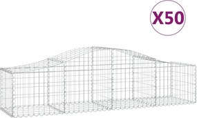 vidaXL Coșuri gabion arcuite 50 buc, 200x50x40/60 cm, fier galvanizat