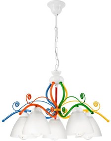 Lustră pe lanț RETRO 5xE27/60W/230V alb/colorat